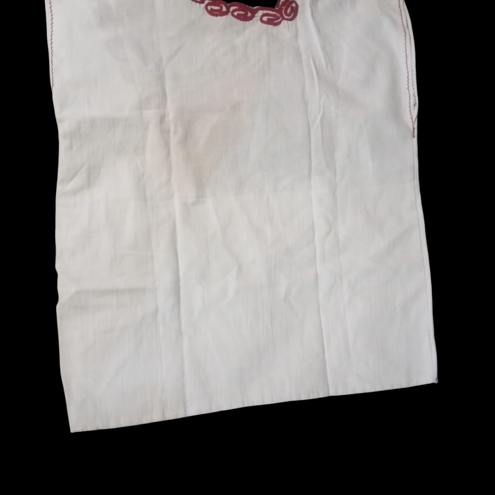 Embroidered White Top with Red Floral Design - Picture 2 of 2